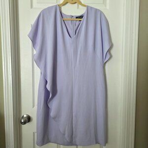 Ralph Lauren Lilac Flutter Sleeve V Neck Cocktail Dress Size 12